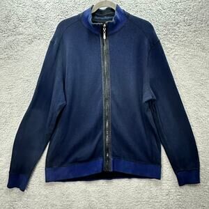 Tommy Bahama Men's XL Reversible Full Zip Jacket Blue Black Warm Layer Comfort